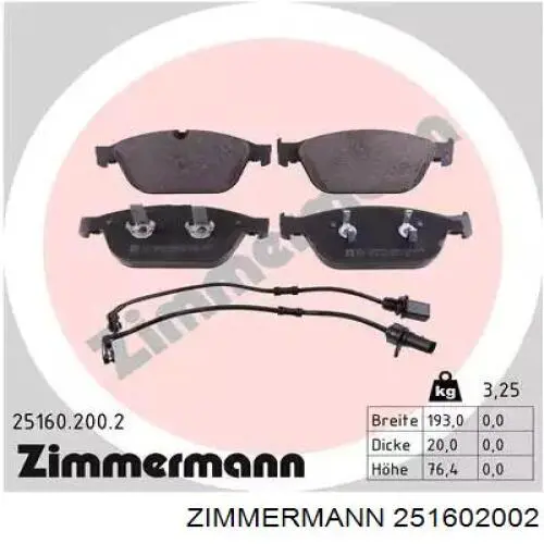 Klocki hamulcowe przednie tarczowe Zimmermann 251602002 cena, od 125,56 USD