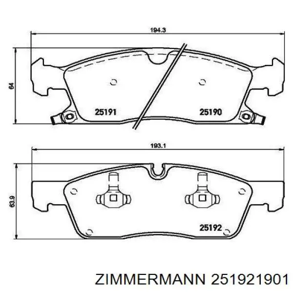 Do koszyka 251921901 Zimmermann Klocki hamulcowe przednie tarczowe