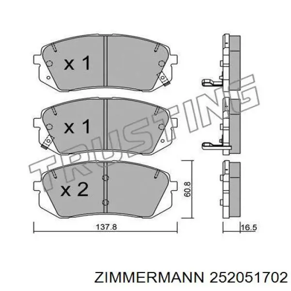 Klocki hamulcowe przednie tarczowe Zimmermann 252051702 cena, od 27,81 USD