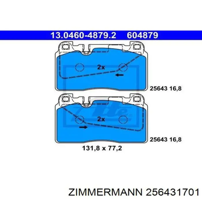 Do koszyka 256431701 Zimmermann Klocki hamulcowe przednie tarczowe