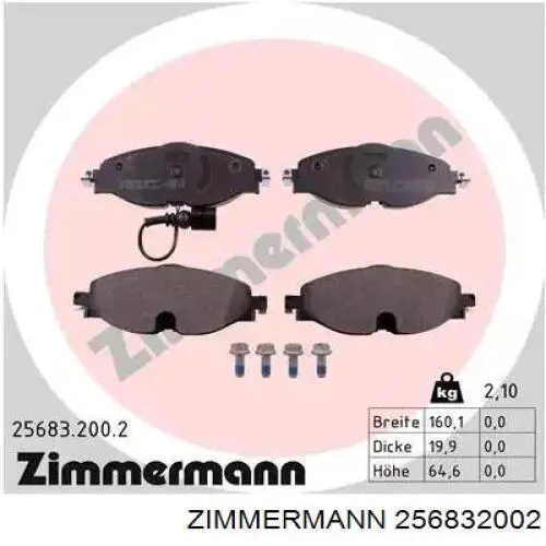 Klocki hamulcowe przednie tarczowe Zimmermann 256832002 cena, od 38,30 USD
