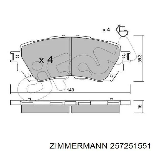 Klocki hamulcowe przednie tarczowe Zimmermann 257251551 cena, od 27,43 USD