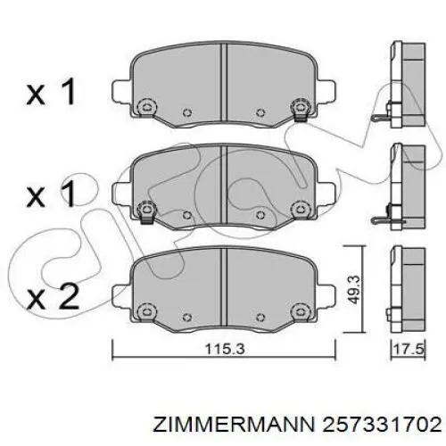 Okładziny (klocki) do hamulców tarczowych tylne Zimmermann 257331702 cena, od 26,92 USD