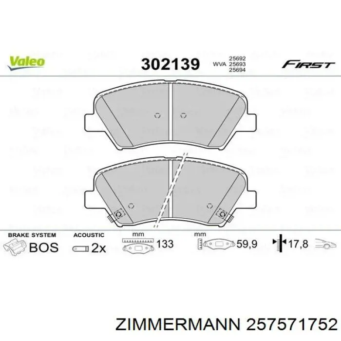 Klocki hamulcowe przednie tarczowe Zimmermann 257571752 cena, od 27,55 USD