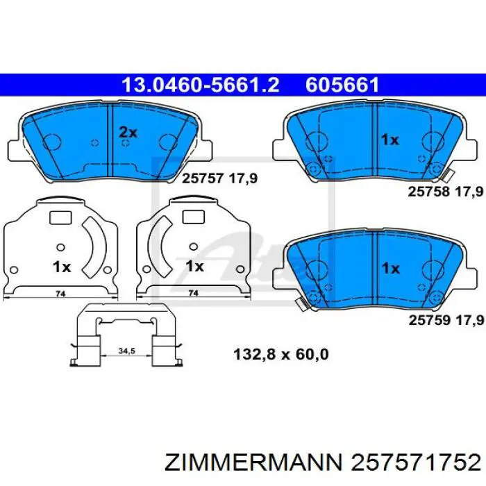 Do koszyka 257571752 Zimmermann Klocki hamulcowe przednie tarczowe