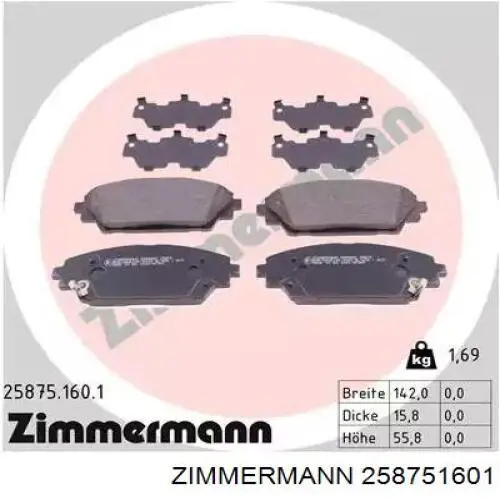 258751601 Zimmermann Klocki hamulcowe przednie tarczowe