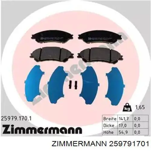 259791701 Zimmermann Klocki hamulcowe przednie tarczowe