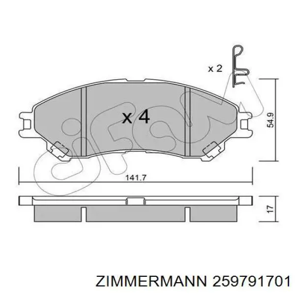 Klocki hamulcowe przednie tarczowe Zimmermann 259791701 cena, od 28,67 USD