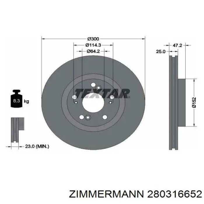 Do koszyka 280316652 Zimmermann Tarcza hamulcowa przednia