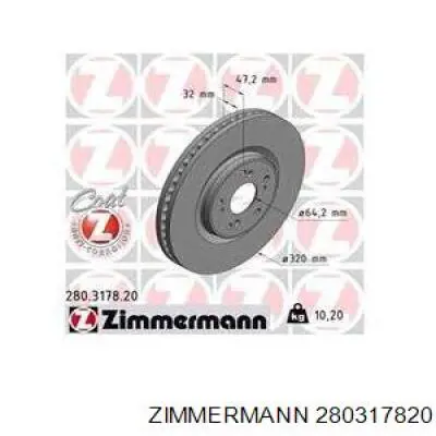 Tarcza hamulcowa przednia Zimmermann 280317820 cena, od 86,81 USD