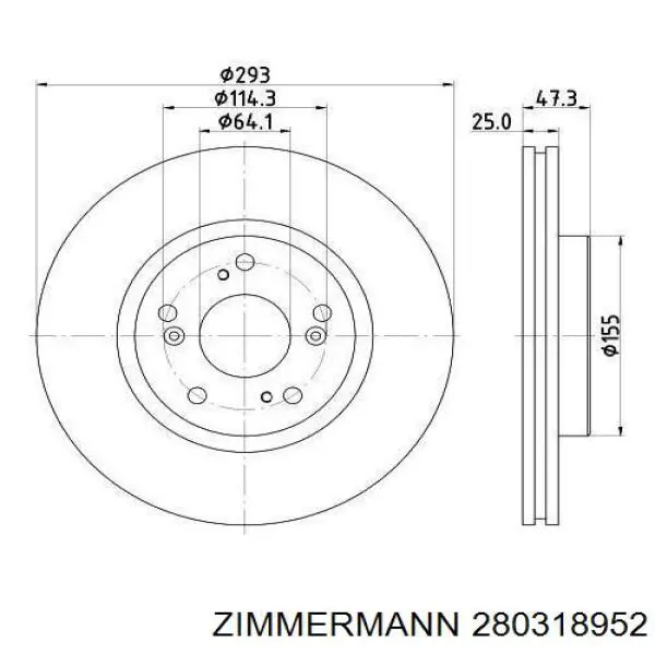 Do koszyka 280318952 Zimmermann Tarcza hamulcowa przednia