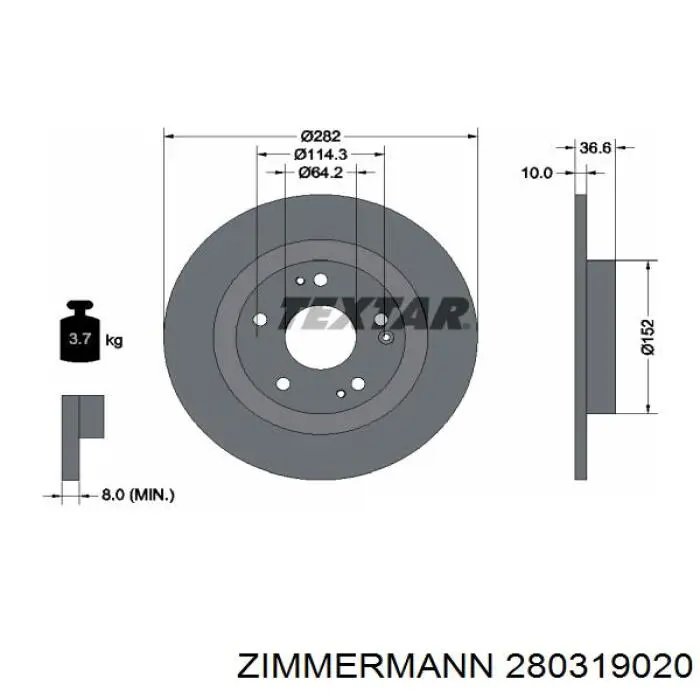 280319020 Zimmermann tarcza hamulcowa tylna