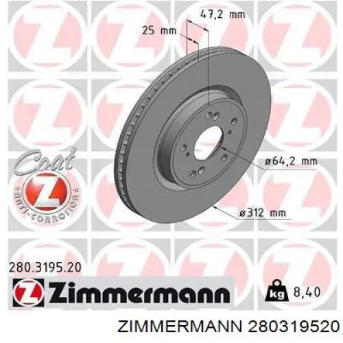 Tarcza hamulcowa przednia Zimmermann 280319520 cena, od 58,66 USD