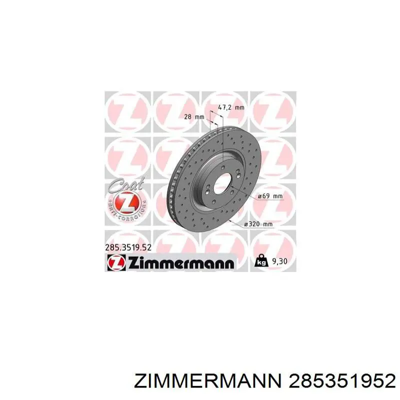 Do koszyka 285351952 Zimmermann Tarcza hamulcowa przednia