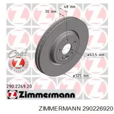Tarcza hamulcowa przednia Zimmermann 290226920 cena, od 108,39 USD