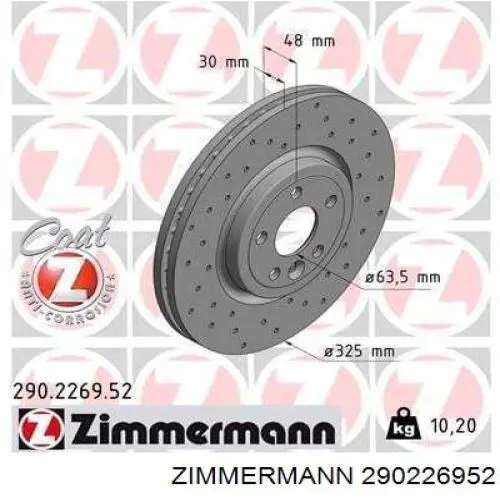 290226952 Zimmermann Tarcza hamulcowa przednia