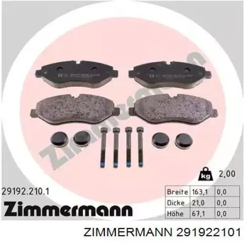 Klocki hamulcowe przednie tarczowe Zimmermann 291922101 cena, od 29,56 USD