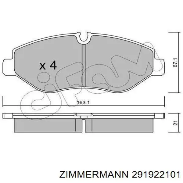 Do koszyka 291922101 Zimmermann Klocki hamulcowe przednie tarczowe