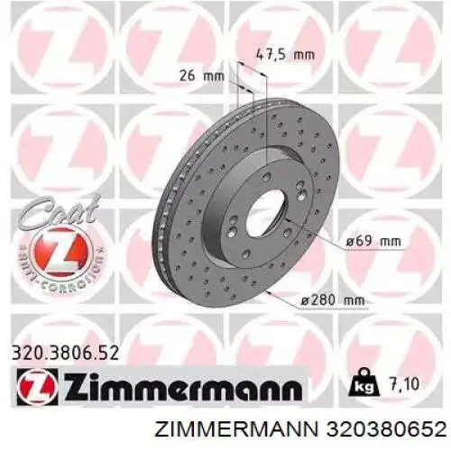 Tarcza hamulcowa przednia Zimmermann 320380652 cena, od 50,06 USD