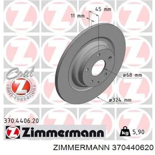 370440620 Zimmermann Tarcza hamulcowa tylna