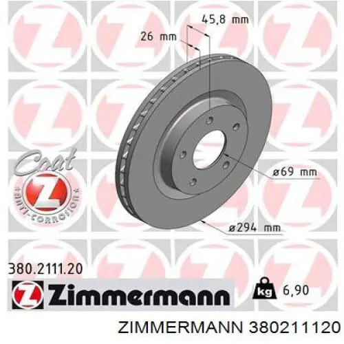 Do koszyka 380211120 Zimmermann Tarcza hamulcowa przednia