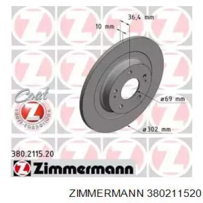 380.2115.20 Zimmermann tarcza hamulcowa tylna