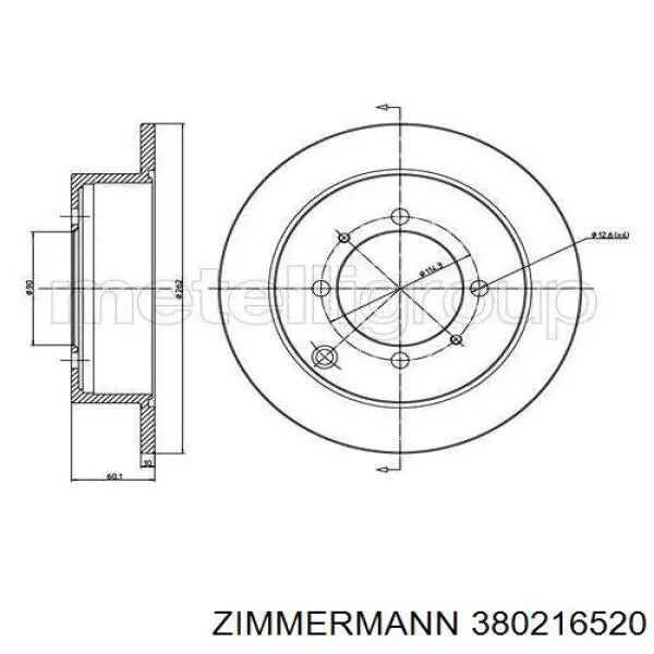 Do koszyka 380216520 Zimmermann Tarcza hamulcowa tylna