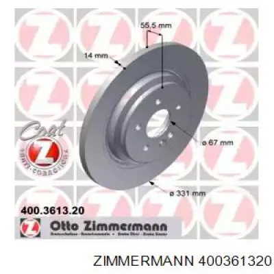 Tarcza hamulcowa tylna Zimmermann 400361320 cena, od 63,34 USD