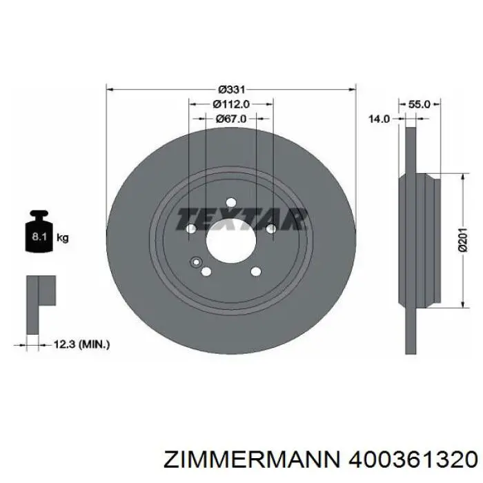 Do koszyka 400361320 Zimmermann Tarcza hamulcowa tylna
