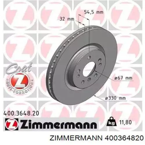 Tarcza hamulcowa przednia Zimmermann 400364820 cena, od 97,68 USD