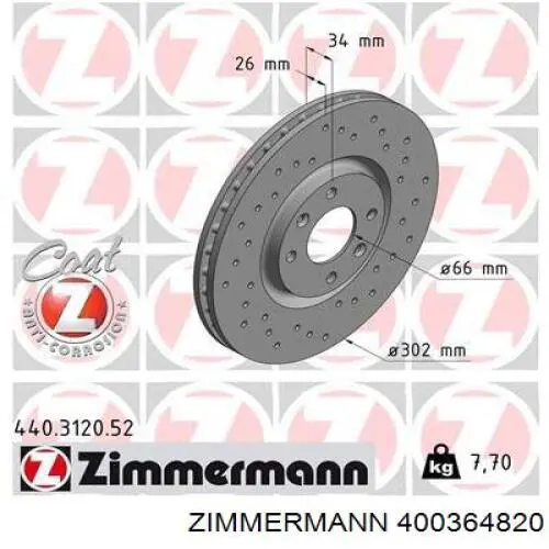 Do koszyka 400364820 Zimmermann Tarcza hamulcowa przednia