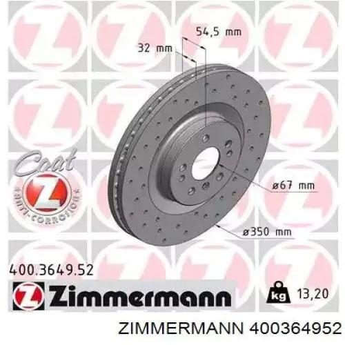 Tarcza hamulcowa przednia Zimmermann 400364952 cena, od 125,95 USD