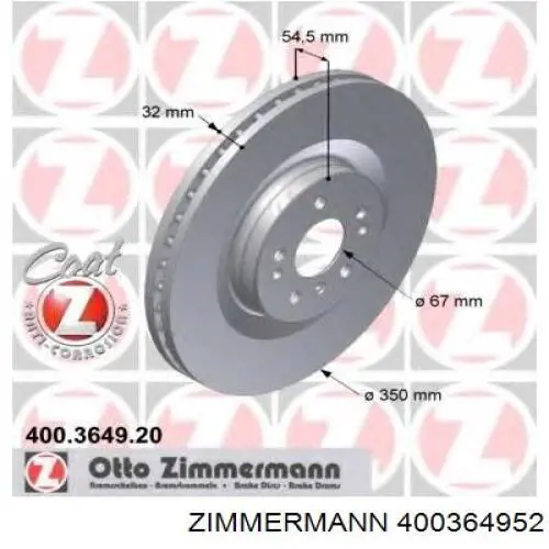 Do koszyka 400364952 Zimmermann Tarcza hamulcowa przednia