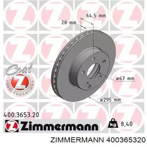 Tarcza hamulcowa przednia Zimmermann 400365320 cena, od 64,14 USD