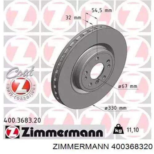 Tarcza hamulcowa przednia Zimmermann 400368320 cena, od 112,02 USD