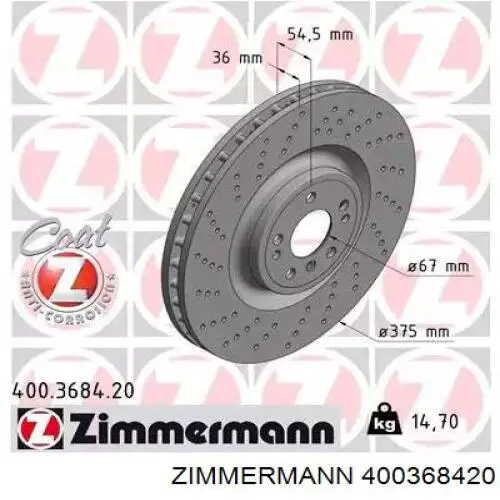 Tarcza hamulcowa przednia Zimmermann 400368420 cena, od 119,35 USD
