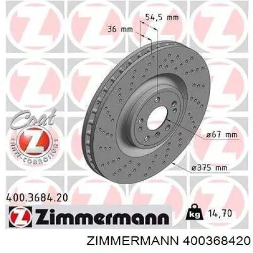 Do koszyka 400368420 Zimmermann Tarcza hamulcowa przednia