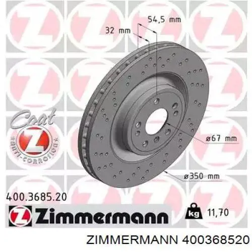 Tarcza hamulcowa przednia Zimmermann 400368520 cena, od 173,53 USD