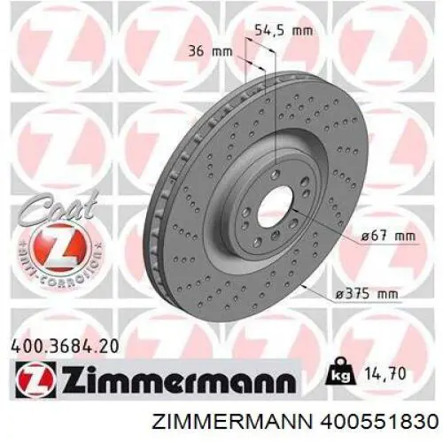 Do koszyka 400551830 Zimmermann Tarcza hamulcowa przednia