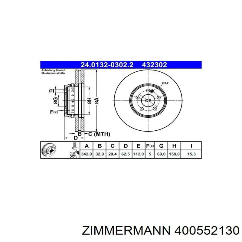 Tarcza hamulcowa przednia Zimmermann 400552130 cena, od 191,88 USD