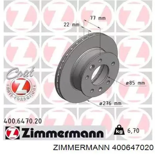 Tarcza hamulcowa przednia Zimmermann 400647020 cena, od 45,63 USD