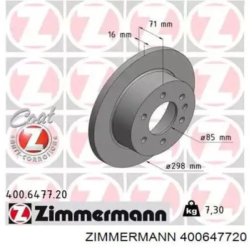 Tarcza hamulcowa tylna Zimmermann 400647720 cena, od 52,28 USD