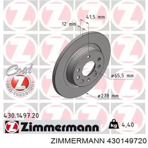 Tarcza hamulcowa tylna Zimmermann 430149720 cena, od 34,78 USD