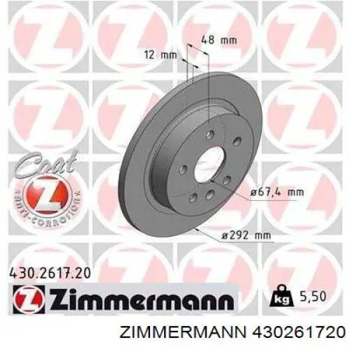 Tarcza hamulcowa tylna Zimmermann 430261720 cena, od 49,82 USD