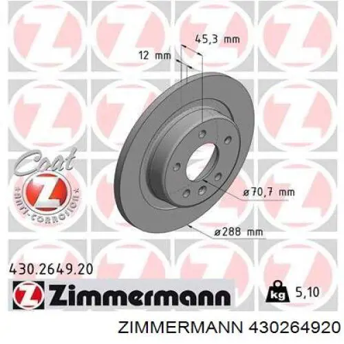 430264920 Zimmermann Tarcza hamulcowa tylna