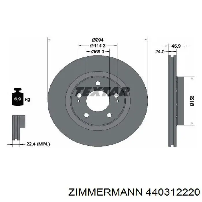 Do koszyka 440312220 Zimmermann Tarcza hamulcowa przednia
