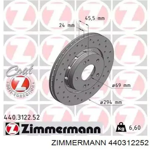 Tarcza hamulcowa przednia Zimmermann 440312252 cena, od 50,65 USD
