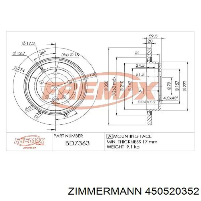 Tarcza hamulcowa tylna Zimmermann 450520352 cena, od 104,73 USD