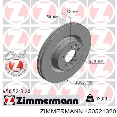 450521320 Zimmermann tarcza hamulcowa przednia