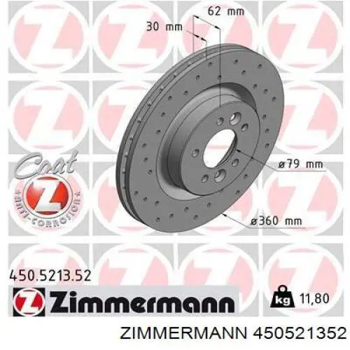 450521352 Zimmermann Tarcza hamulcowa przednia